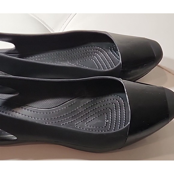 Crocs Black Ballet‎ Flats Women's Shoes Comfortable Slip On Casual - Picture 4 of 7